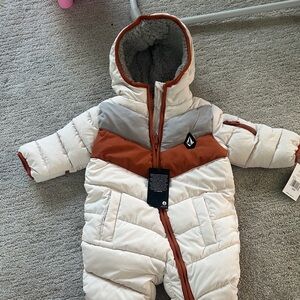 Volcom White and Orange Kids Puffer Jacket